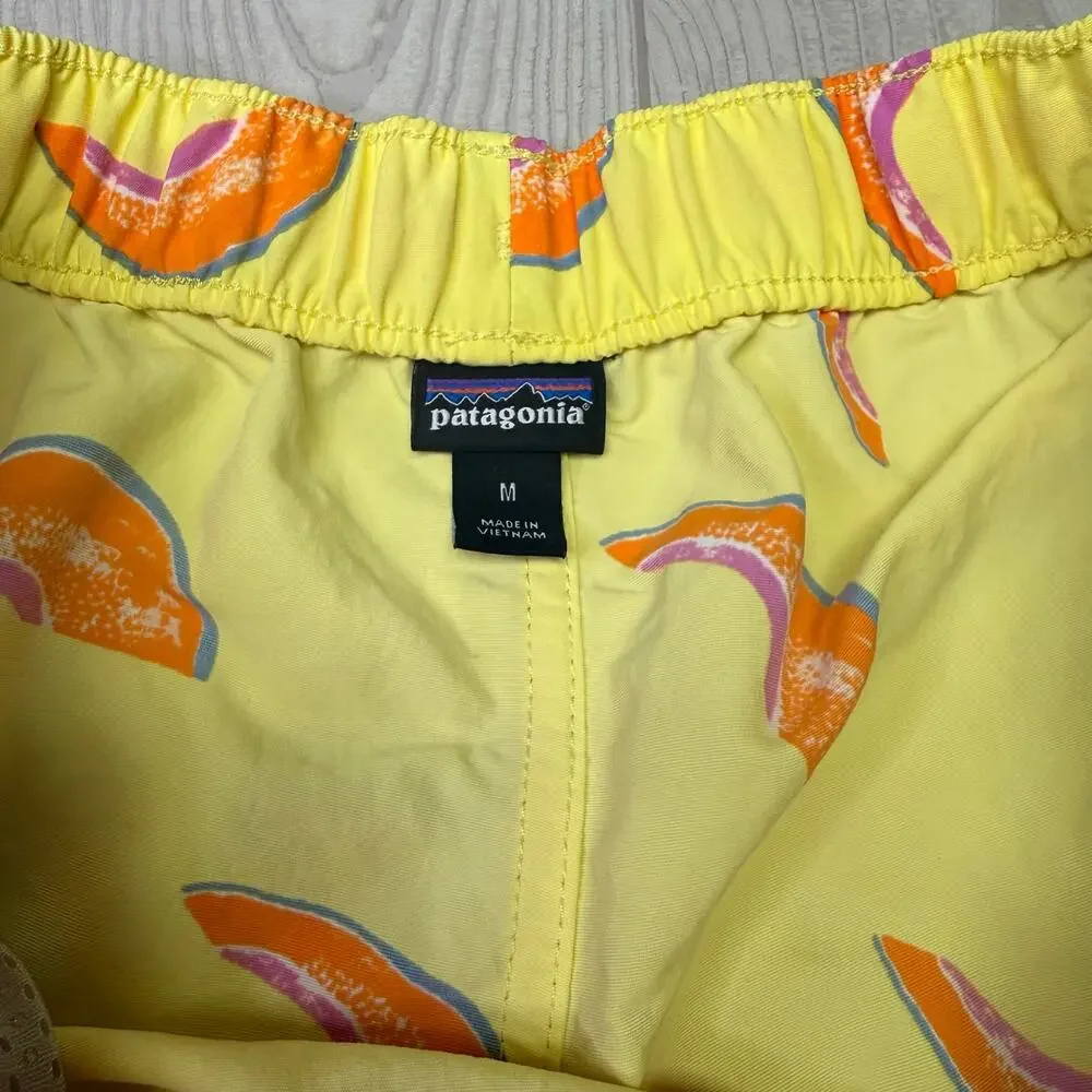 Patagonia Baggies Shorts Women's Medium Yellow Orange Cantaloupe Print